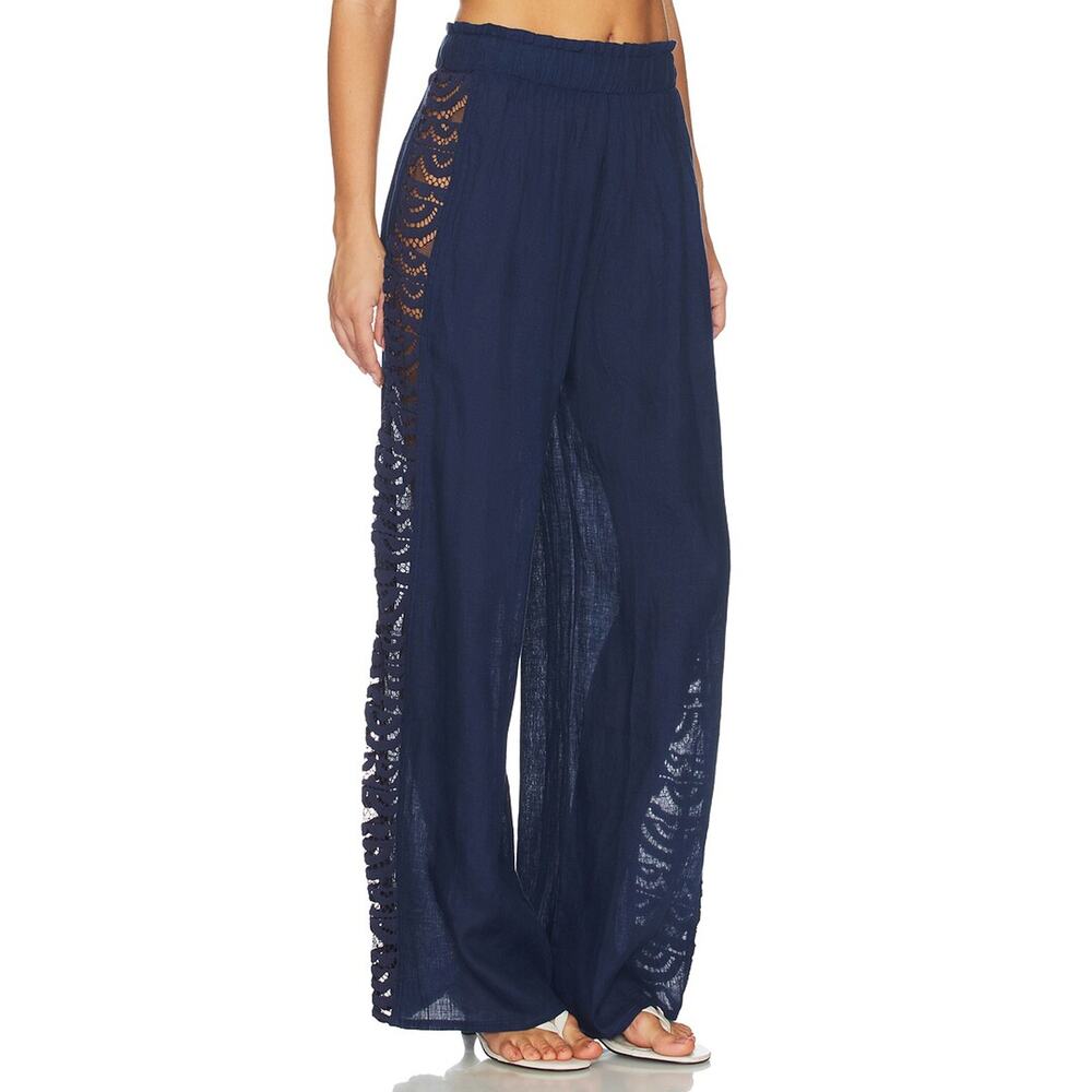 Pq Lace Trim Blue Jace Pants Size S NWT